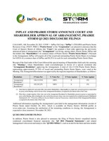 InPlay and Prairie Storm Announce Court and Shareholder Approval of Arrangement, Prairie Storm Q3 2021 Disclosure Filings (CNW Group/Prairie Storm Resources Corp.)