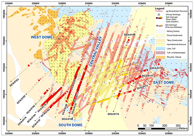 Figure 1 - Simplified geology and drill plan map of the Carangas Project (CNW Group/New Pacific Metals Corp.)