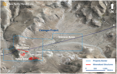 Figure 3: Morphotectonic View of the Carangas Project (CNW Group/New Pacific Metals Corp.)