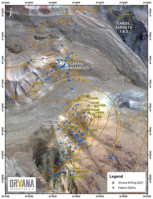 Figure 2. Taguas Plan Map with DDH Collars (CNW Group/Orvana Minerals Corp.)