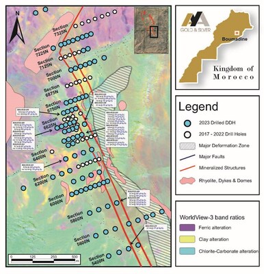 Figure 4 – Surface Plan of South Zones with New 2023 DDH Results (CNW Group/Aya Gold & Silver Inc)