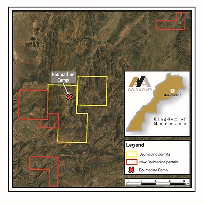 Figure 1: Location of New Boumadine Permits (CNW Group/Aya Gold & Silver Inc)