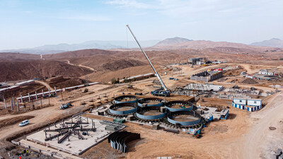 Figure 1 – Erection of the leach tank structural steel at the new Zgounder processing plant (CNW Group/Aya Gold & Silver Inc)