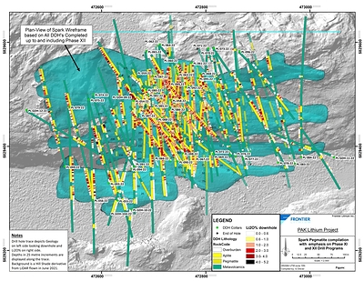 Figure 2: Compilation of the Spark Pegmatite (CNW Group/Frontier Lithium Inc.)