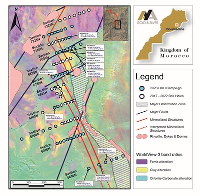 Figure 3 – Surface Plan of South Zone with New 2023 DDH Results (CNW Group/Aya Gold & Silver Inc)