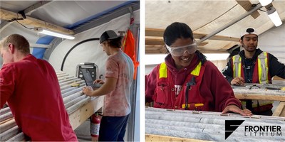 Summer students logging core. (CNW Group/Frontier Lithium Inc.)