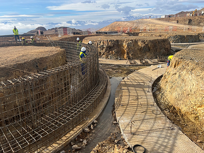 Figure 1 - Erecting structural steelwork for the leach tanks at the new Zgounder processing plant (CNW Group/Aya Gold & Silver Inc)