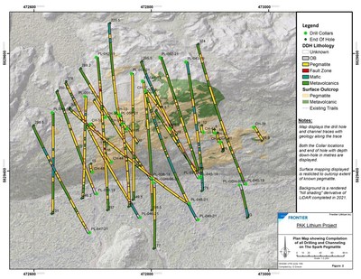 Figure 2: Compilation of the Spark Pegmatite (CNW Group/Frontier Lithium Inc.)