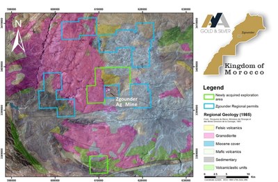 Figure 1 – Newly Acquired Permits Adjacent to Zgounder Silver Mine (CNW Group/Aya Gold & Silver Inc)