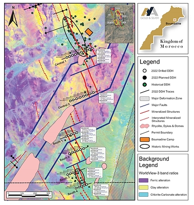 Figure 2 – Surface Plan with DDH Completed in 2022 on Boumadine (CNW Group/Aya Gold & Silver Inc)
