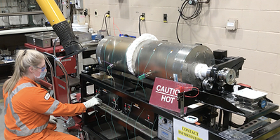 Commissioning of pilot rotary kiln for pyrometallurgical processing. (CNW Group/Frontier Lithium Inc.)