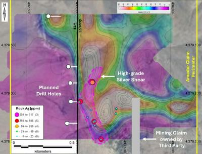 Figure 1 – 0-50m IP depth slice - Chargeability anomaly correlating with high-grade silver rock chips. (CNW Group/Black Mammoth Metals Corp)