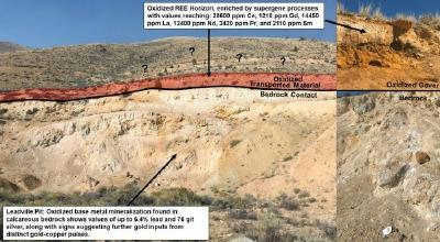 Photo 1 – High-grade REE mineralization located on top of Ag Pb Au bedrock mineralization at Leadville Pit. (CNW Group/Black Mammoth Metals Corp)
