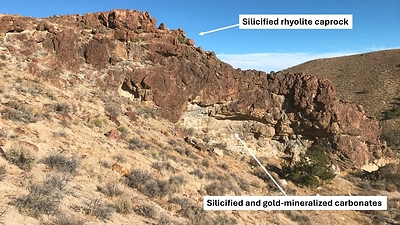 Figure 2. Silicified and gold-mineralized carbonates at East Reveille. (CNW Group/Black Mammoth Metals Corp)