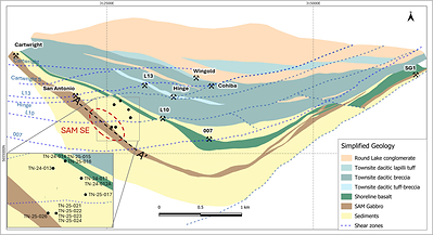 Figure 1: True North: Geology and drill hole location map (CNW Group/1911 Gold Corporation)