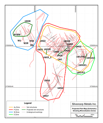 Figure 2: LMW Mine Plan View of the 800 m Level (CNW Group/Silvercorp Metals Inc)