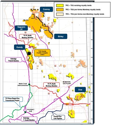 Figure 2: Topaz Existing and Pro Forma NEBC Royalty Lands (CNW Group/Topaz Energy Corp)