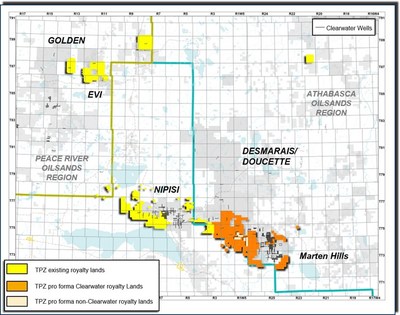 Figure 3: Topaz Existing and Pro Forma Clearwater Royalty Lands (CNW Group/Topaz Energy Corp)