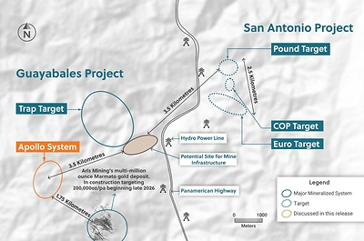 Figure 2: Plan View Guayabales and San Antonio Projects Highlighting the Apollo System Within the Guayabales Project (CNW Group/Collective Mining Ltd.)