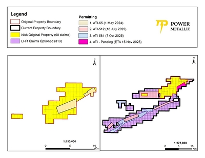Figure 2: Land package showing land additions (Li-Fi & Hydro Land Expansion and new claims) (CNW Group/Power Metallic Mines Inc.)