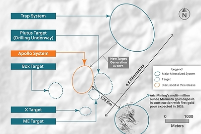 Figure 2: Plan View of the Guayabales Project Highlighting the Apollo Target Area (CNW Group/Collective Mining Ltd.)