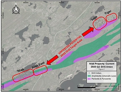 Figure 2 Areas currently being drill tested (CNW Group/Power Metallic Mines Inc.)