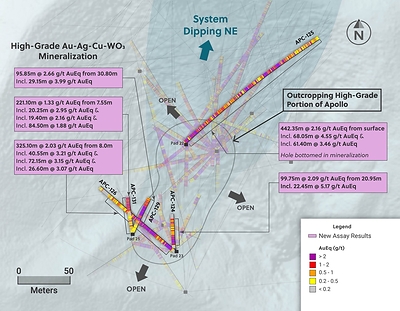Figure 1: Plan View of the Apollo System Highlighting Drill Holes in this Release (CNW Group/Collective Mining Ltd.)