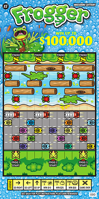 Players of Missouri Lottery’s Frogger Scratcher 
dodge traffic and traverse a river to win. (CNW Group/Pollard Banknote Limited)