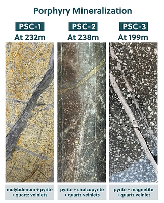 Figure 2: Core Photo Highlights of Mineralization in PSC-1, PSC-2 and PSC-3 (CNW Group/Collective Mining Ltd.)