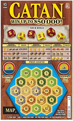 WCLC’s new $3 CATAN scratch ticket. (CNW Group/Pollard Banknote Limited)