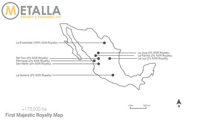First Majestic Royalty Map (CNW Group/Metalla Royalty and Streaming Ltd.)