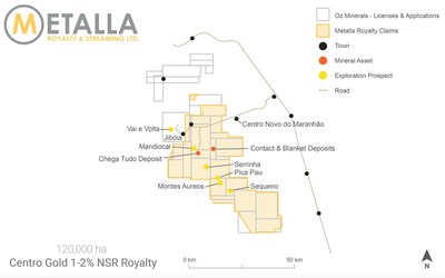 CentroGold Royalty Map (CNW Group/Metalla Royalty and Streaming Ltd.)