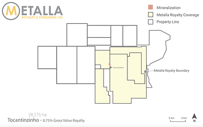 Tocantinzinho Royalty Map (CNW Group/Metalla Royalty and Streaming Ltd.)