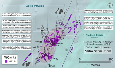 Figure 1: Plan View Highlighting the WO3 Mineralized Envelope Above a 0.1% WO3 Cut-Off (CNW Group/Collective Mining Ltd.)