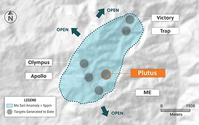 Figure 3: Plan View of the Guayabales Project Highlighting the Plutus Target (CNW Group/Collective Mining Ltd.)