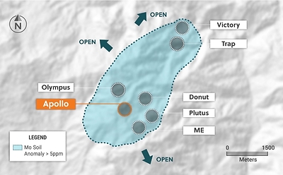 Figure 2: Plan View of the Guayabales Project Highlighting the Apollo Target Area (CNW Group/Collective Mining Ltd.)