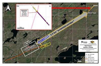 Figure 1 – Plan view showing the location of the “Wildcat Target” area with respect to Nisk Main. (CNW Group/Power Nickel Inc.)