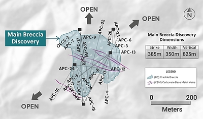 Figure 1: Plan View of the Main Breccia Discovery at Apollo (CNW Group/Collective Mining Ltd.)