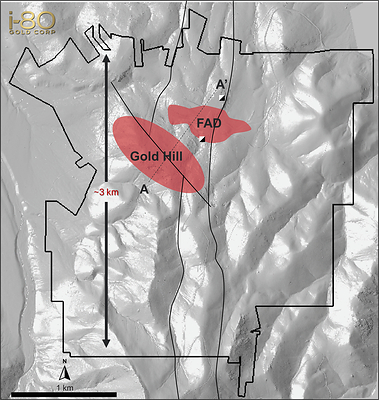Figure 2: Plan View of the FAD Project and Gold Hill Project Situated on the 100% Wholly Owned FAD Property (CNW Group/i-80 Gold Corp)