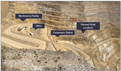 Figure 4: Overview photograph of the Archimedes underground planned portals and surface facilities. (CNW Group/i-80 Gold Corp)