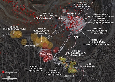 Figure 1 – Polymetallic Mineralization – Surface Plan - (all assays previously released) (CNW Group/i-80 Gold Corp)