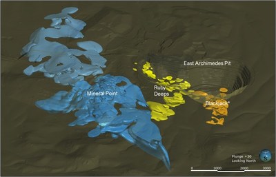 Figure 1 – Surface Plan of the Ruby Hill Deposits
(*Denotes mineralized zone and not mineral resource) (CNW Group/i-80 Gold Corp)