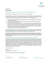 LUCARA ANNUAL GENERAL AND SPECIAL MEETING TO BE HELD ON MAY 10, 2024 (CNW Group/Lucara Diamond Corp.)
