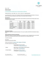 Lucara Reports Voting Results From Annual Meeting (CNW Group/Lucara Diamond Corp.)