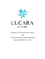 Lucara Announces Results for the First Quarter of 2021 With Strong Financial and Operational Performance (CNW Group/Lucara Diamond Corp.)