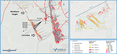 Figure 1: Plan map of recent drilling along the La Luisa vein. (CNW Group/Vizsla Silver Corp.)