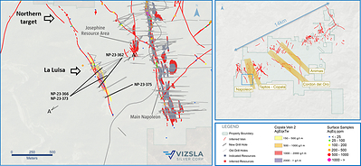Figure 1: Plan map of recent drilling along the La Luisa vein. (CNW Group/Vizsla Silver Corp.)