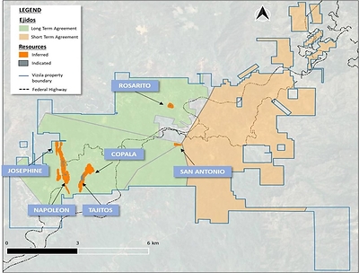 Figure 1: Panuco property map highlighting local Ejido communities (CNW Group/Vizsla Silver Corp.)