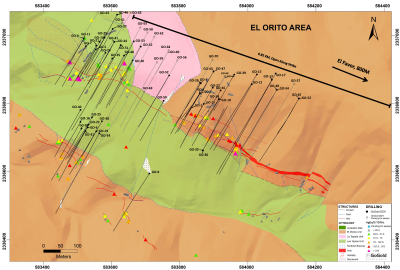 Figure 3: El Orito Drill Hole Locations (CNW Group/GoGold Resources Inc.)