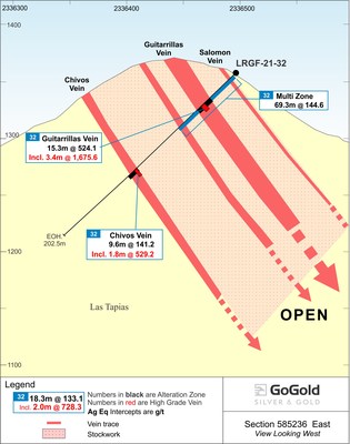 Figure 4: Cross Section LRGF-21-032 (CNW Group/GoGold Resources Inc.)